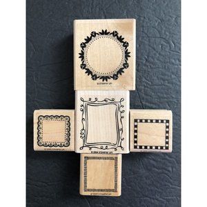 Stampin' Up Rubber Stamps Lot Frames Assortment Circle Checkerboard Square Lace